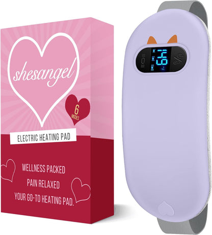 Electric Heating Pad, Portable Cordless Menstrual Heating Pad with 6 Heat Levels and 6 Massage Modes, Fast Large Heating Belly Wrap Belt for Cramps, Back Pain Relief Gifts for Women Girls Her