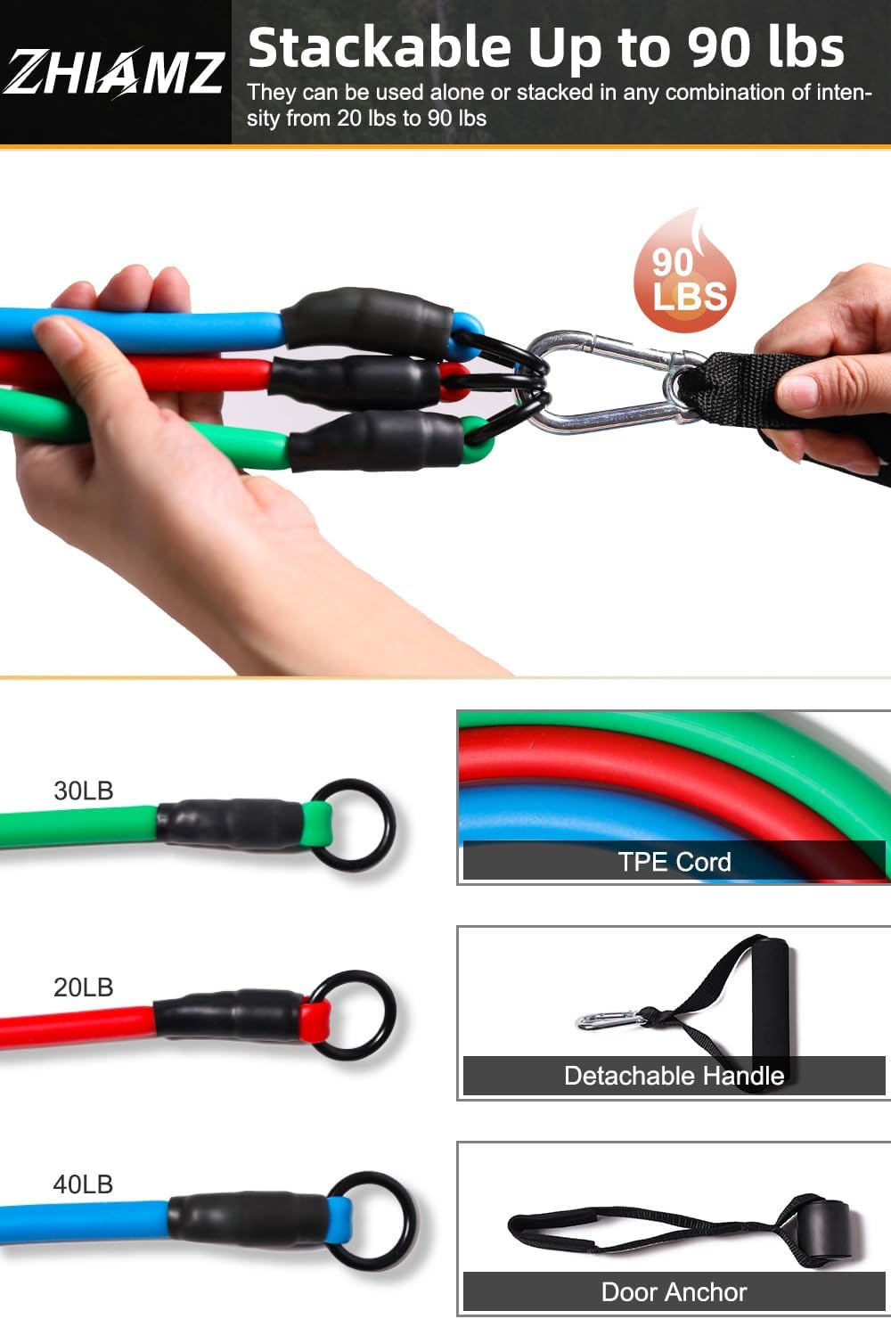 Resistance Bands with Handles, Exercise Bands with Handles, Door Anchor