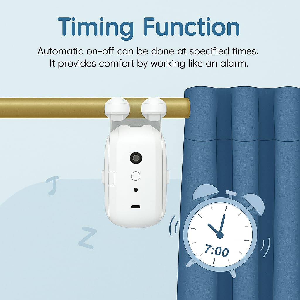 Smart WiFi Curtain Opener Robot - Tuya App Control, Automatic Electric Motor, Voice Control Compatible with Alexa & Google Home, Easy Retrofit Curtains for Home & Office