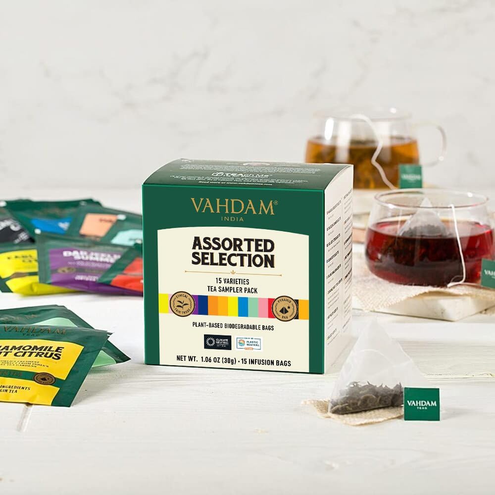 VAHDAM, BLUSH - Assorted Tea Gift Set, 3 Premium Teas in Tin Caddy Presentation Box | Loose Leaf Teas | Gift for everyone