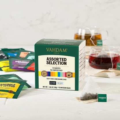VAHDAM, BLUSH - Assorted Tea Gift Set, 3 Premium Teas in Tin Caddy Presentation Box | Loose Leaf Teas | Gift for everyone