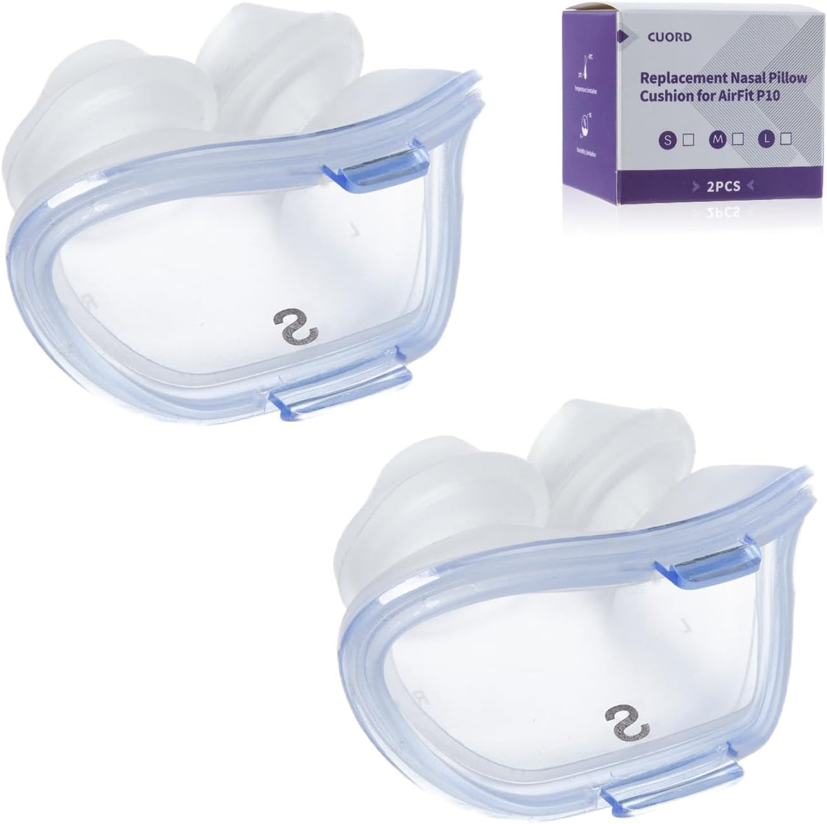 Replacement Nasal Pillow Cushion for ResMed AirFit P10, Compatible with Original Airfit P10 Frame, Reliable Seal & Soft Replacement Silicone CPAP Mask Cushion, 2-Pack, Large