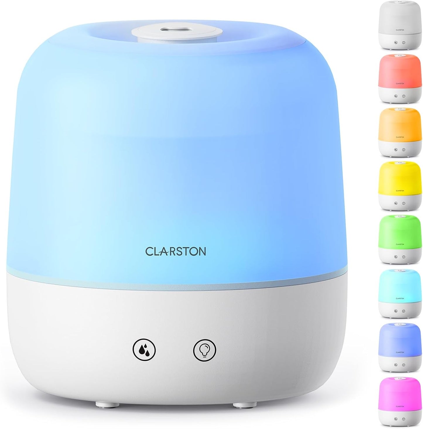 Clarston 2L Cool Mist Humidifier for Bedroom with 360° Adjustable Nozzle, High and Low Mist Levels, Ultra-Low Noise, Light-Off, No BPA, Auto Shut Off, Ideal Baby Humidifier with Easy Top Filling