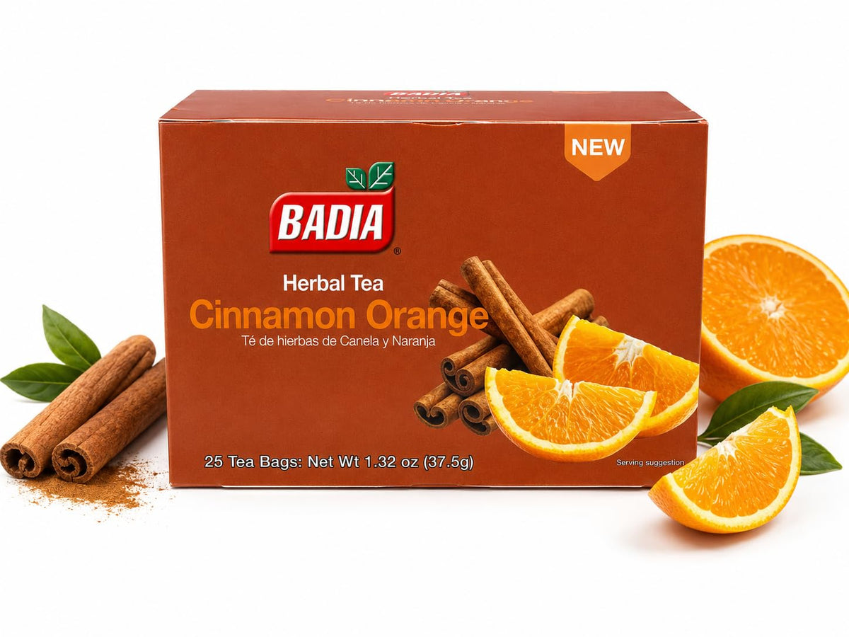 Badia Cinnamon & Orange Tea, 25 teabags – Warm Citrus Cinnamon Herbal Tea