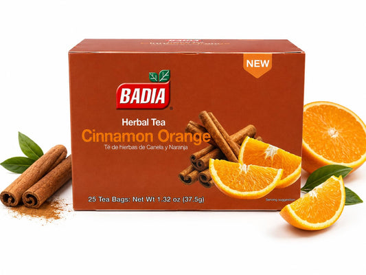 Badia Cinnamon & Orange Tea, 25 teabags – Warm Citrus Cinnamon Herbal Tea