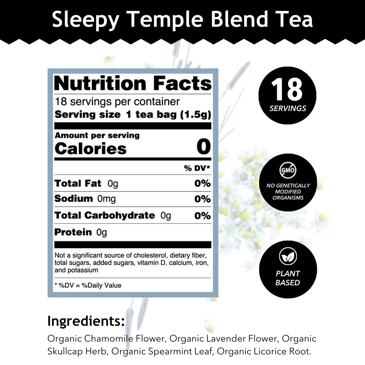 Buddha Teas Organic Sleepy Temple Blend - Herbal Tea, Caffeine Free