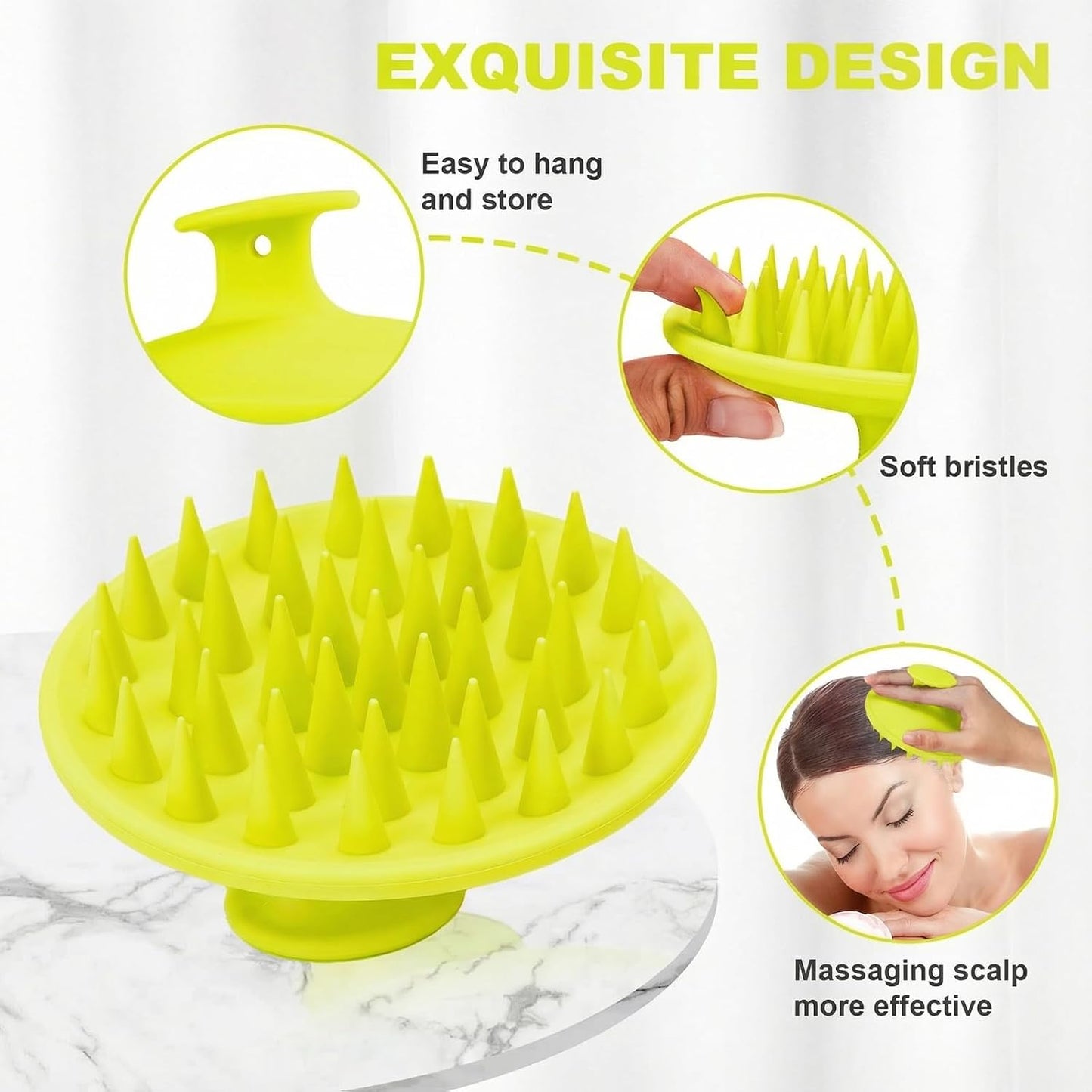 Meartchy Silicone Scalp Massager Shampoo Brush, Scalp Brush for Hair Growth & Dandruff Removal, Hair Scrubber Scalp Stimulator Exfoliator Brush with Soft Bristles for Wet Dry Scalp Care (Black)