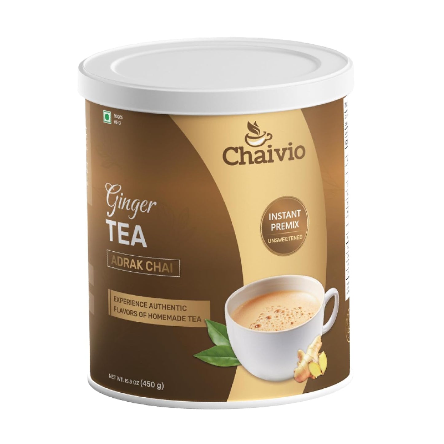 Chaivio Masala Chai Tea Latte, Unsweetened Instant Powder, Authentic Chai-with Natural Ingredients, No Preservatives, Tea Powder, Quick and Healthy Chai(1 lb)