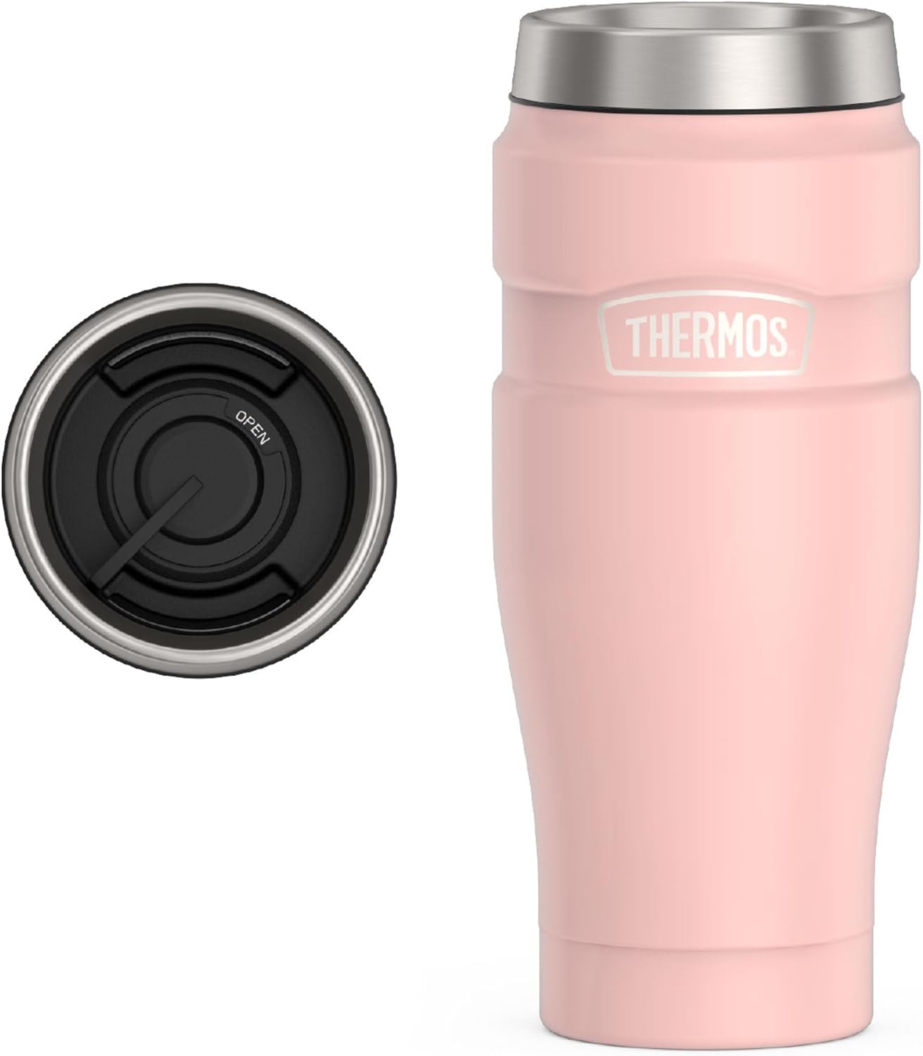 THERMOS Stainless King Vacuum-Insulated Travel Tumbler, 16 Ounce, Matte Steel