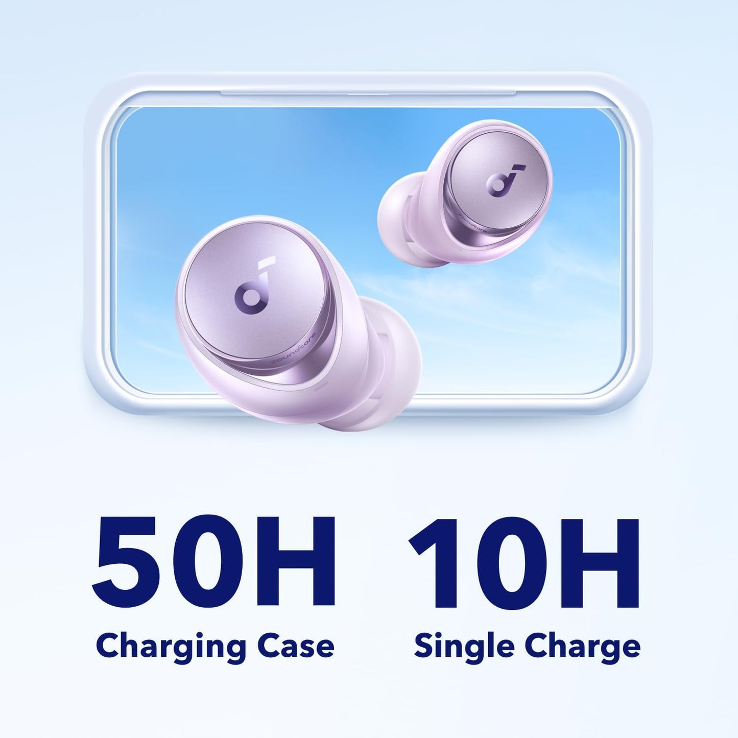 Soundcore by Anker Space A40 Auto-Adjustable Active Noise Cancelling Wireless Earbuds, Reduce Noise by Up to 98%, 50H Playtime, Comfortable Fit, App Customization, Wireless Charge (White)