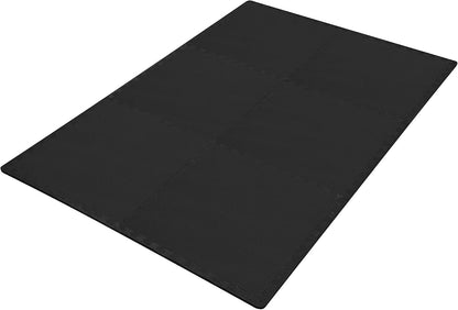 BalanceFrom Puzzle Exercise Mat 1/2" Thick, EVA Interlocking Foam Floor | Tiles for Home Gym, Mat for Home Workout Equipment, Floor Padding for Kids, Black, 24 in x 24 in x 1/2 in, 144 Sq Ft-36 Tiles