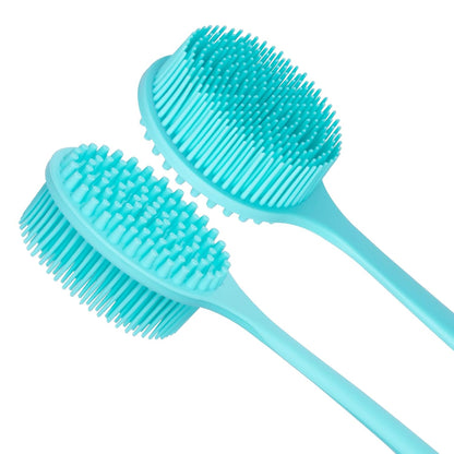 DNC Back Scrubber for Shower Soft Silicone Bath Body Brush with Long Handle (Black)