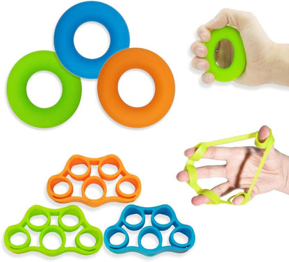 Hand Grip Strengthener, Finger Exerciser, Grip Strength Trainer (6 PCS),New Material,Forearm Grip Workout, Finger Stretcher, Relieve Wrist Pain, Carpal Tunnel