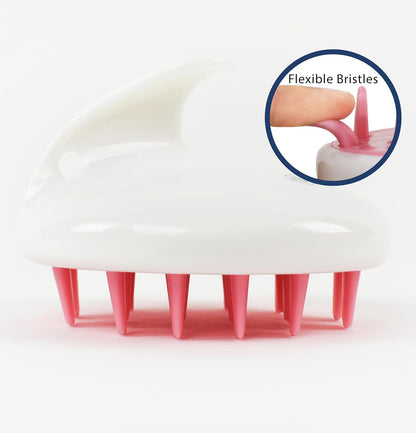 Zyllion Hair Shampoo Brush and Scalp Massager Care for Dandruff Removal, Scrubber, Hair Growth and Exfoliator with Flat and Pointed Soft Silicone Bristles for Women and Men - Green (ZMA-12-GR)
