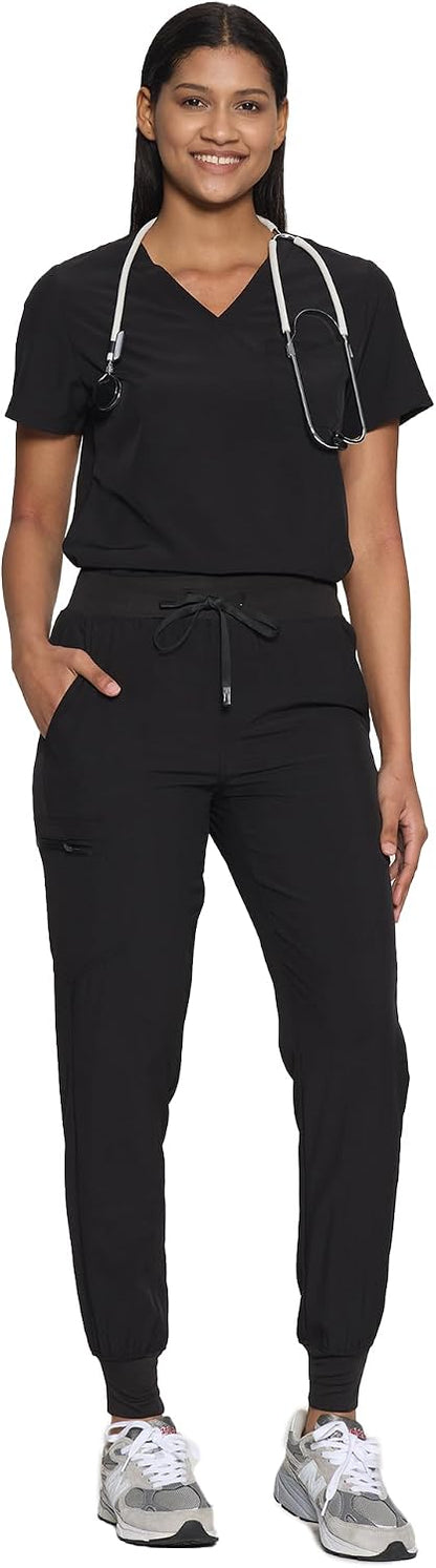 COZYFIT Scrubs for Women Set - Stretch V-Neck Scrub Top & Jogger Pant with 8 Pockets COZY SCRUBS - Colors A