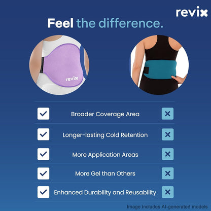 REVIX Extra Large Ice Pack for Back, 2 Packs, Reusable Gel Ice Pack Wrap for Lower Back, 13.4” x 11”, Cold Compress Therapy for Waist, Lumbar Discomfort Relief, Muscle Relaxation, Blue