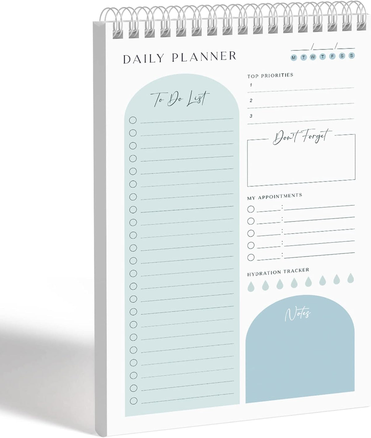 Daily Planner To Do List Notepad 60 Undated Pages,Coral,Twin-ring Spiral Bindling 6x9 Inch Desktop Daily Planning Notepad with Protective Cover,Notebook for Daily Tasks, Water Intake, Habit Tracker