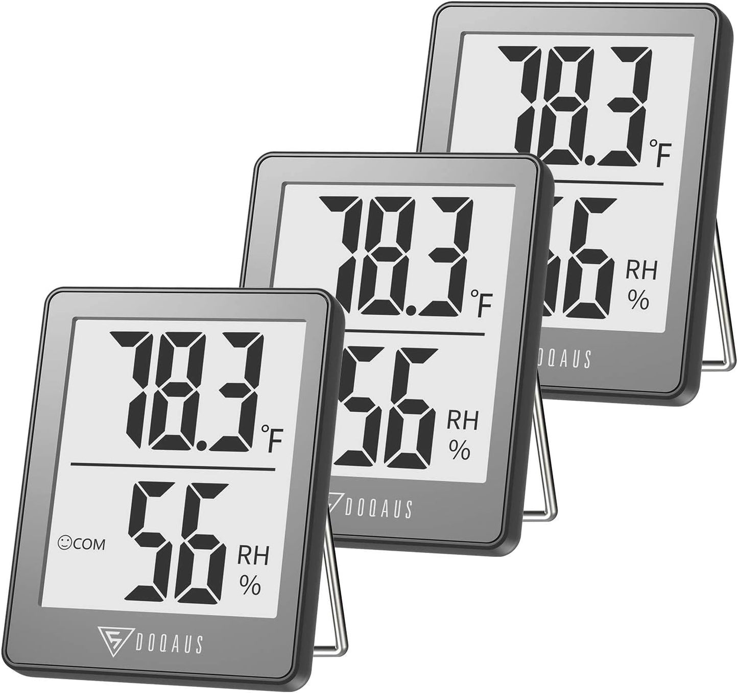 DOQAUS Digital Hygrometer Indoor Thermometer 3 Pack, Room Thermometer with 5s Fast Refresh, Accurate Humidity Meter Temperature Sensor for Home, Bedroom, Baby Room, Office, Greenhouse, Cellar (Black)