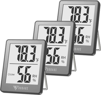 DOQAUS Digital Hygrometer Indoor Thermometer 3 Pack, Room Thermometer with 5s Fast Refresh, Accurate Humidity Meter Temperature Sensor for Home, Bedroom, Baby Room, Office, Greenhouse, Cellar (Black)