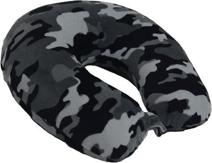 Wolf Essentials Adult Fleece Travel Neck Pillow for Airplane, Charcoal