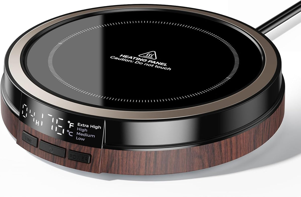 Coffee Mug Warmer for Desk, 50W, Cup Warmer 4 Temps & Timer - Wood