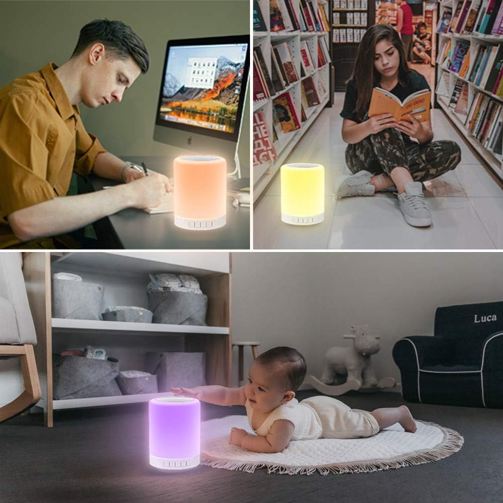 Night Light with Bluetooth Speaker, Touch Lamp Rechargeable Relaxing Cool