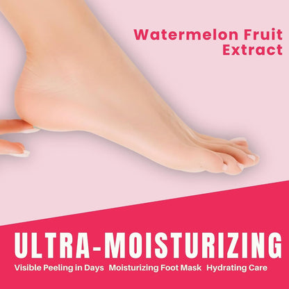 Oh K! Foot Peel Mask - Pomegranate - Foot Peeling Mask for Dry Feet and Cracked Heels - Feet Exfoliant with Pomegranate and Coconut Oil - 1 Pair