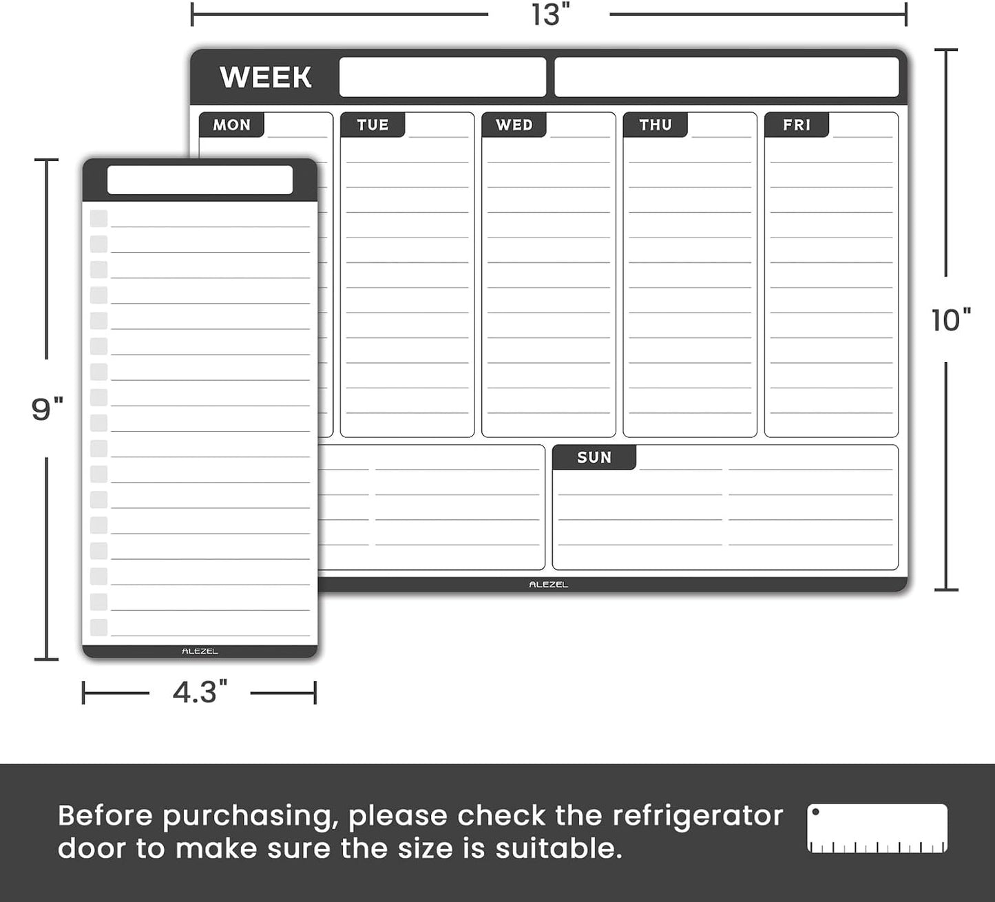 ALEZEL Magnetic Weekly Calendar Whiteboard for Fridge