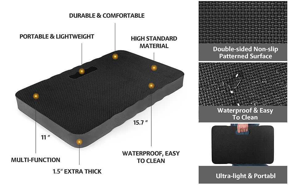 HOOPLE Extra Thick Kneeling Pad, Soft Foam Kneeling Cushion, Waterproof Gardening Knee Pads, Lightweight Knee Mat for Bathing, Workout Supplies, Exercise Yoga, Garden Work Gifts 17.5 x 11x 1 in, Blue