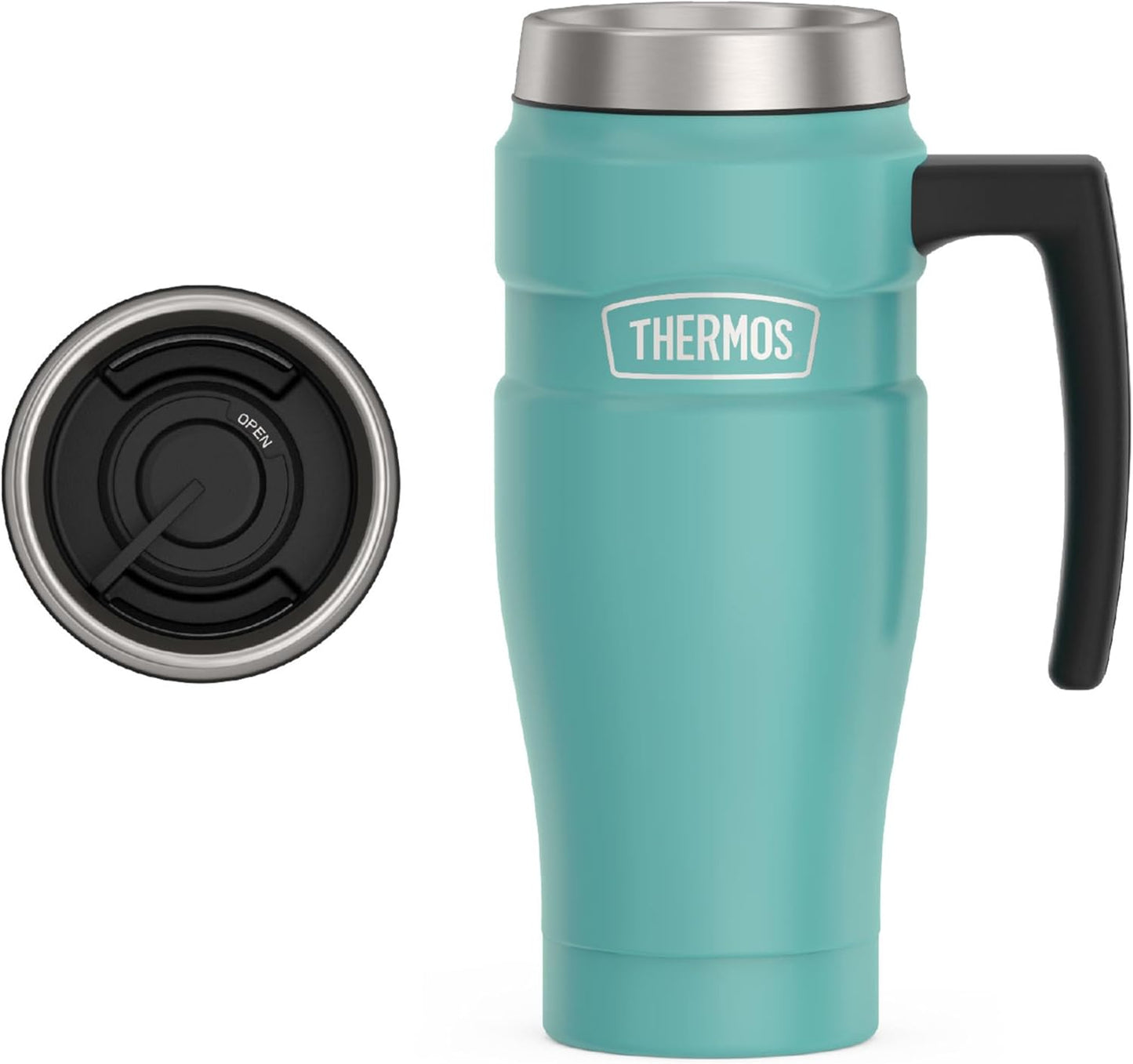 THERMOS Stainless King Vacuum-Insulated Travel Tumbler, 16 Ounce, Matte Steel