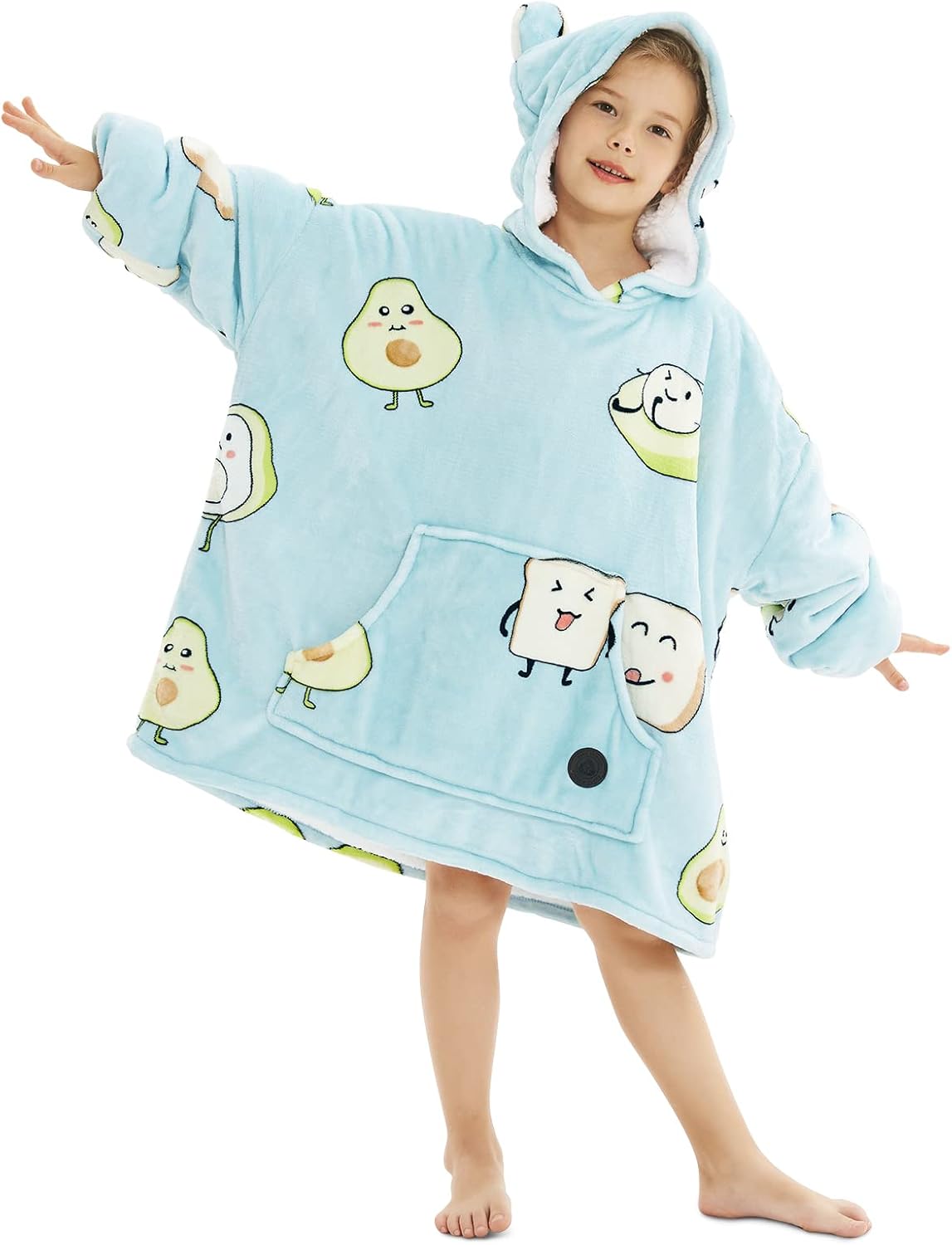 THREE POODLE Wearable Blanket Hoodie for Women, Oversized Sherpa Sweatshirt Blanket for Adults Men, Cozy Hooded Blankets, Gifts for Teen Girls Women Mom Sister