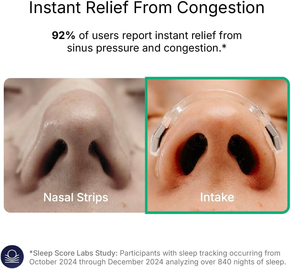 Intake Breathing Nasal Strip Starter Kit (15 Count, Black) - Boost Oxygen Intake, Reduce Snoring, Improve Sleep Quality - Sweat Resistant, Skin Safe Nasal Strips - Extra Strength Snoring Solution