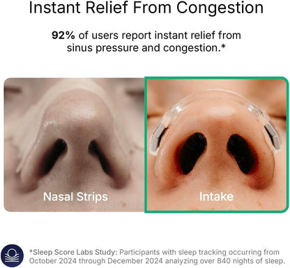 Intake Breathing Nasal Strip Starter Kit (15 Count, Black) - Boost Oxygen Intake, Reduce Snoring, Improve Sleep Quality - Sweat Resistant, Skin Safe Nasal Strips - Extra Strength Snoring Solution