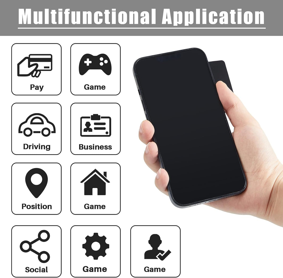 Xuhal Black NFC Cards Blank Tags 504 Bytes Digital Programmable Business Cards Chip Compatible with NFC Enabled Mobile Phones & Devices