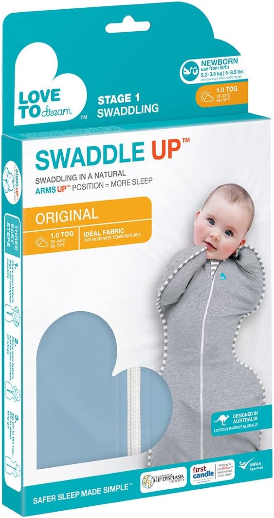 Love to Dream Swaddle UP, Baby Sleep Sack, Self-Soothing Swaddles for Newborns, Get Longer Sleep, Secure Fit Helps Calm Startle Reflex, New Born Essentials for Baby, 1.0 TOG, 13-19 lbs, Deep Olive