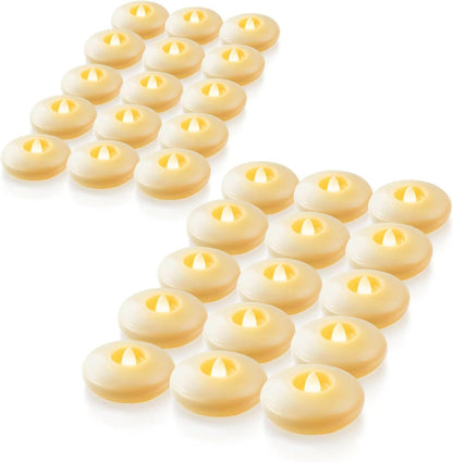 Homemory 24 Pack 3” Flameless Led Floating Candles, 200 Hour White Battery Operate Waterproof Tealights for Cylinder Vases, Centerpieces at Wedding Decor, Party, Pool