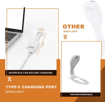 Rechargeable Kids Book Light, Cute Bookmark Reading Light for Kids, Dimmable Portable LED Book Light for Reading in Bed, Eye-Caring Bedtime Reading Lamp for Children & Travel, Black