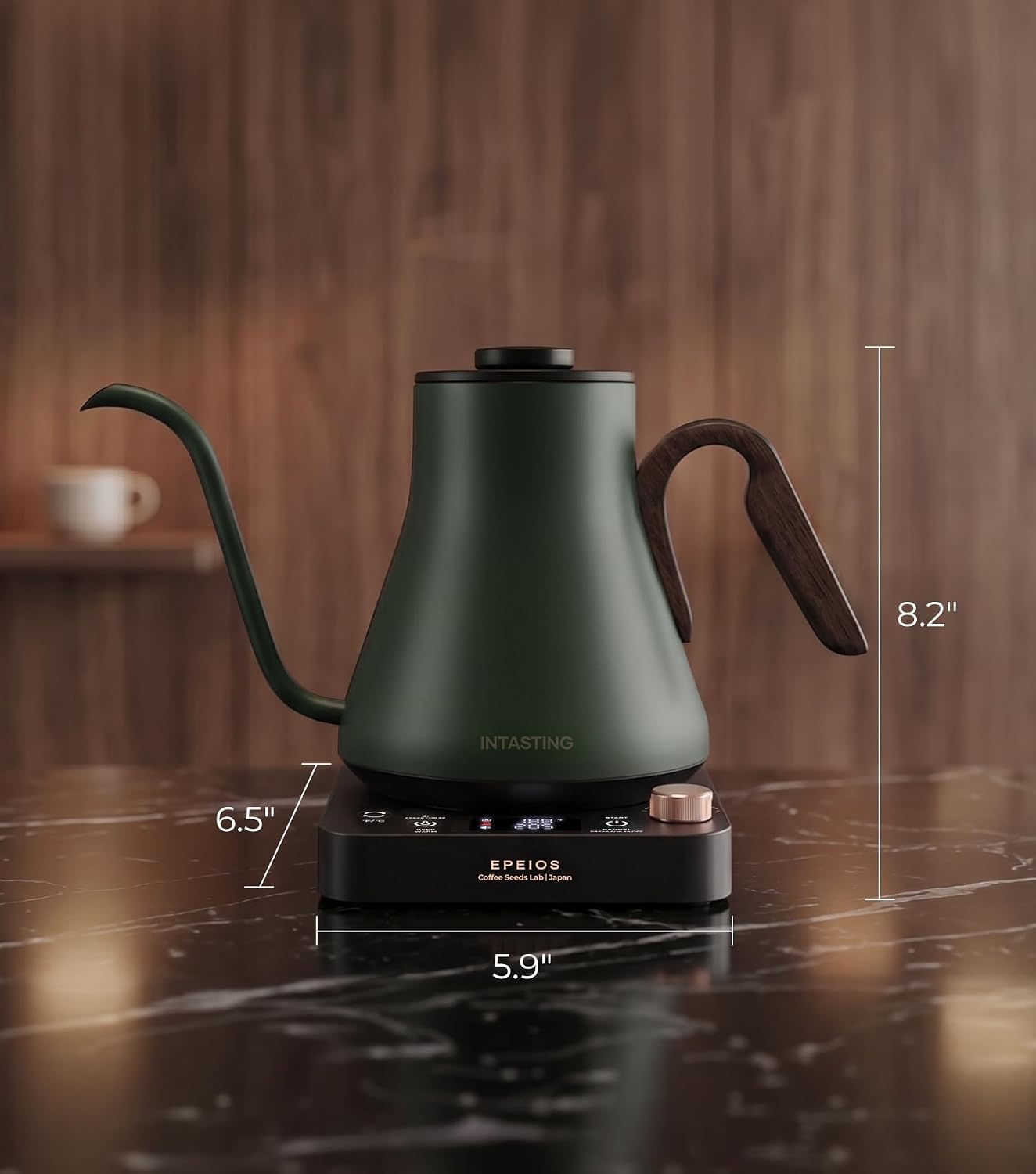 Epeios Electric Kettle, Gooseneck Electric Kettle with ±1°F Temperature Control, 1200W Rapid Heating for Pour Over Coffee & Tea, 304 Stainless Steel Interior, Auto Shut-Off, 0.9L, Black
