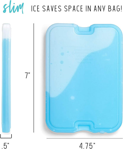 Cool Coolers by Fit & Fresh 4 Pack XL Slim Ice Packs, Quick Freeze Space Saving Reusable Ice Packs for Lunch Boxes or Coolers
