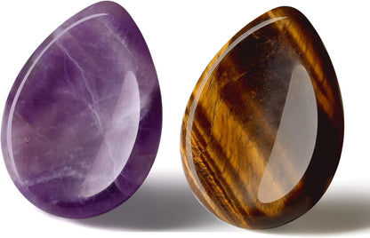 YATOJUZI Thumb Worry Stones for Anxiety Stress Relief Items Healing Crystals Natural Amethyst Rose Quartz Crystal Palm Pocket Stone Gemstones Meditation Reiki Spiritual Gifts for Women Men 2PCS