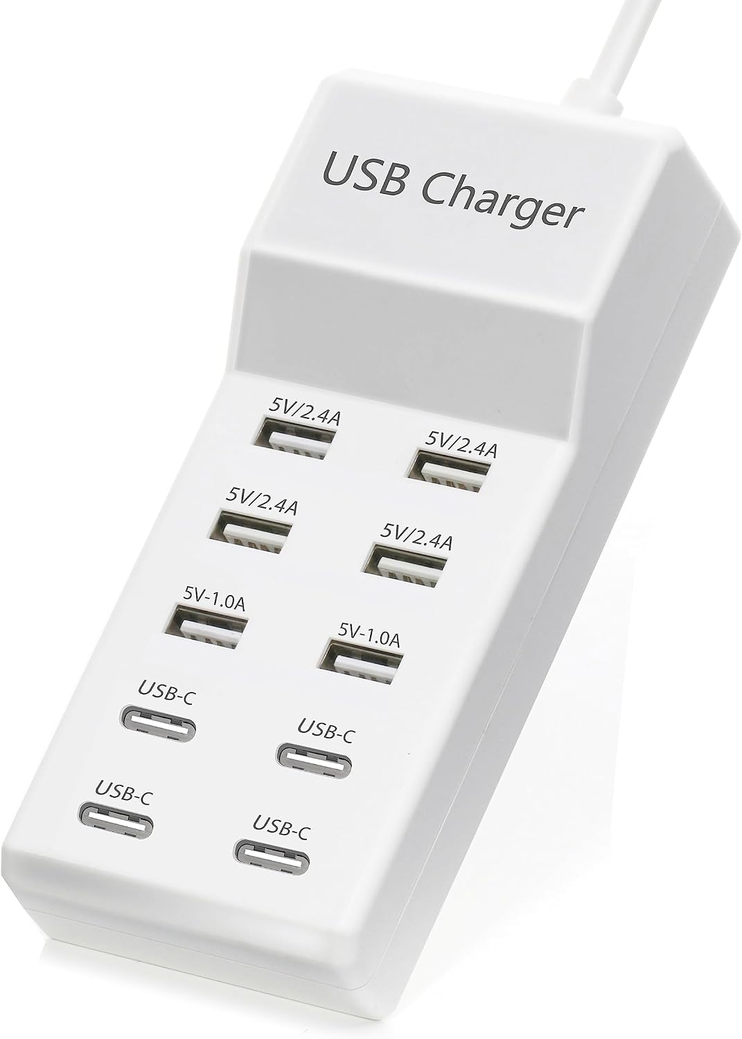 USB Charger,50W USB Charging Station with 10-Port (6 USB-A Port & 4 USB-C Port) Compatible with iPhone 15/14/13/12/11/X/8/7/6 Phones, Watch,Tablets, Smartphones Black