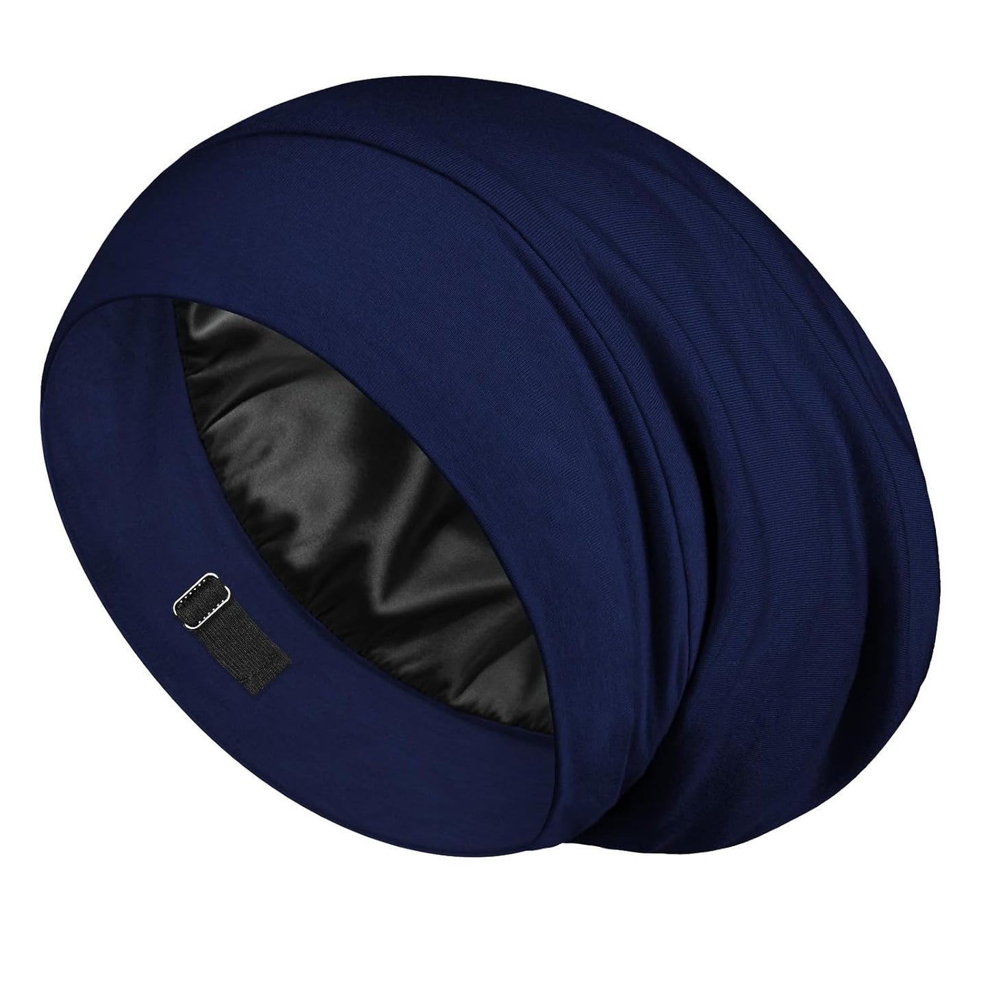 LULUSILK 100% Mulberry Silk Bonnet for Sleeping Women and Men, No More Frizzy Tangled Hair, Real Silk Sleep Cap for Curly Hair, Black, Pack of 1