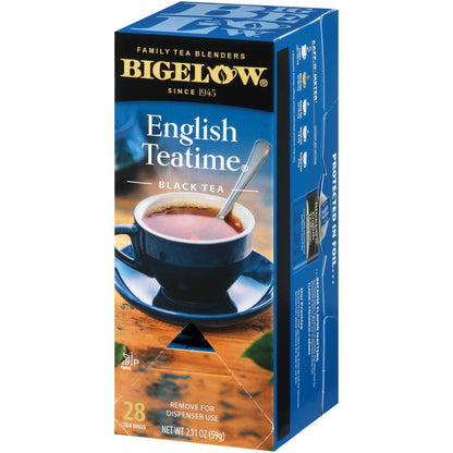 Bigelow English Teatime Tea 28-Count Box (Pack of 1) Full Caffeine Premium Black Tea Bold and Antioxidant-Rich Full Caffeine Black Tea in Foil-Wrapped Bags