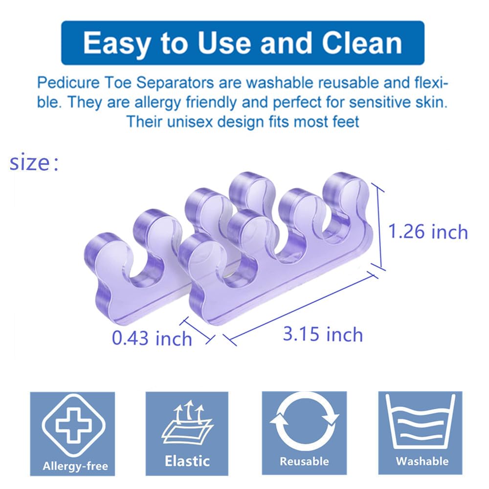 Pedicure Toe Separators for Bunion & Nail Polish Orthopedic Gel Toenail Dividers, Soft Gel Pedicure Kit Suitable for Salon Supplies, Beauty Tools for Toenail Separation