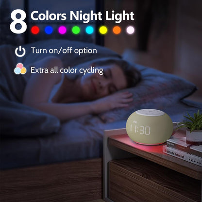 REACHER Auto-Dimmable Sound Machine Alarm Clock with 20 Sounds&Night Light