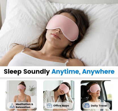 Weighted Eye Masks for Sleep: 3D Contoured Blackout Sleep Mask with Zero Eye Pressure, Eyelash Friendly Eye Mask for Women, Essentials for Airplane Travel, Night Shift Nurse, Office & Naps, Pink