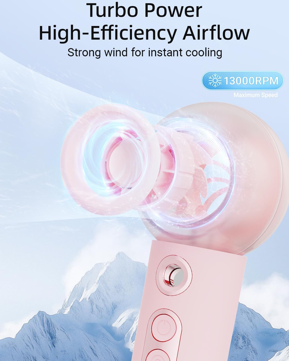 Portable Handheld Misting Fan, 4 Speed Personal Mini Cooling Fan, White