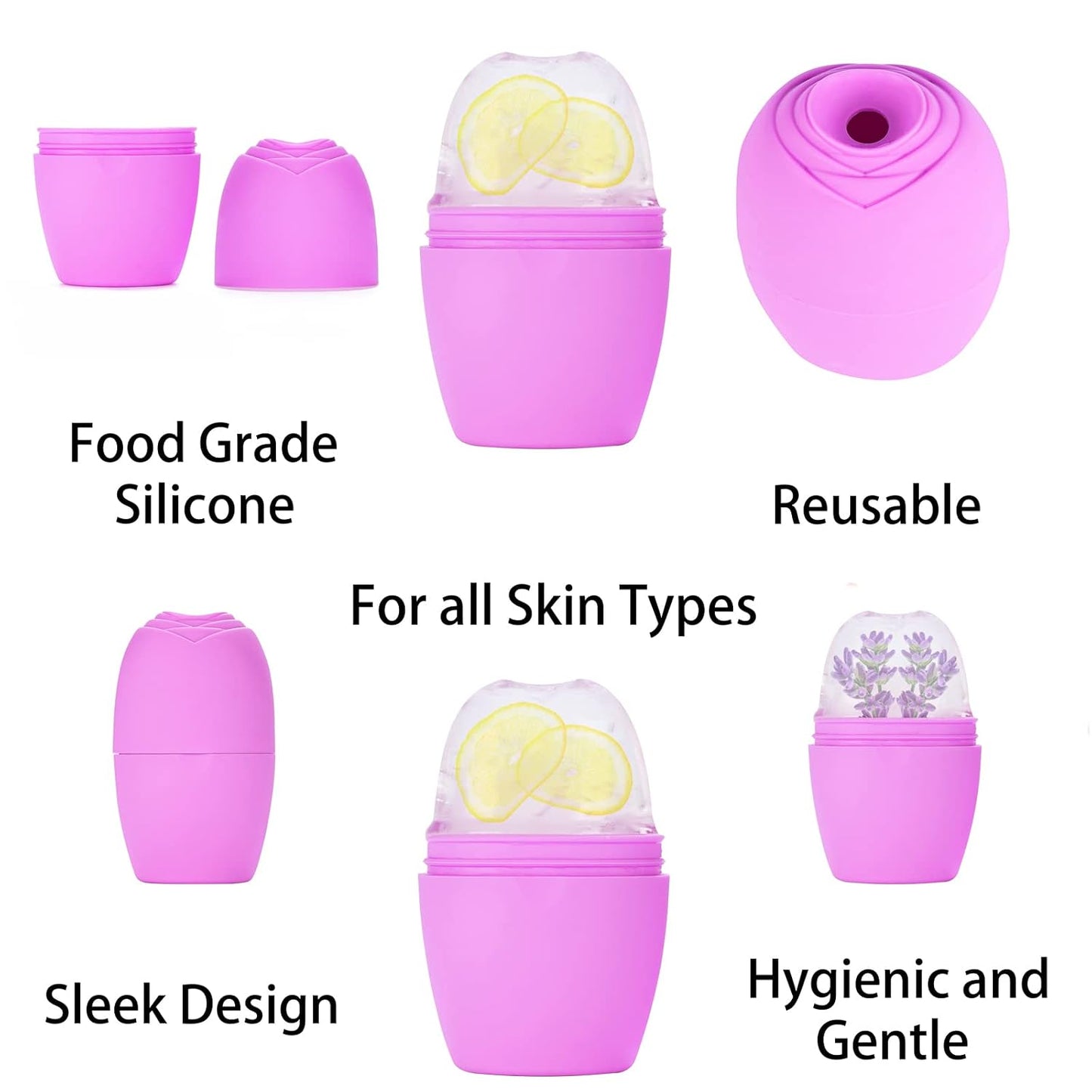Evmliy 2Pack Ice Face Roller, Silicone Ice Roller for Face to Tighten and Lift Skin, for Face & Eye Puffiness Relief, Reusable Facial Mold for Neck to Enhance Natural Glow, Skin Care for Women Beauty