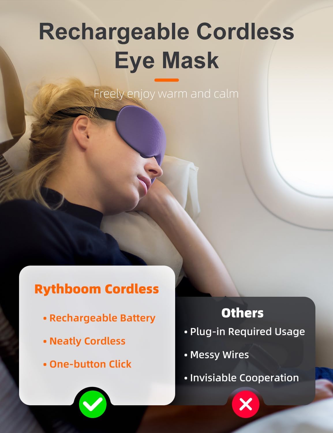 Silk Cordless Heated Eye Mask, Compress Heating Pad for Dry Eye Stye Eye Strain, Electric Warm Eye Mask for Airplane Sleeping, Blackout Eye Mask for Travel, Idea for Women/Men (Silk-Grey)