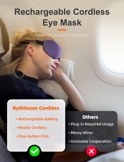 Silk Cordless Heated Eye Mask, Compress Heating Pad for Dry Eye Stye Eye Strain, Electric Warm Eye Mask for Airplane Sleeping, Blackout Eye Mask for Travel, Idea for Women/Men (Silk-Grey)
